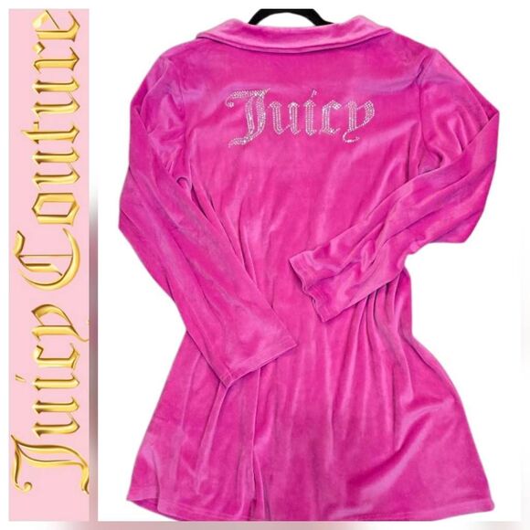 Juicy Couture JC Juicy Rhinestone Logo L/S Velour Sleepshirt